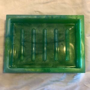 Soap, dish, monochromatic, green. Rectangle
